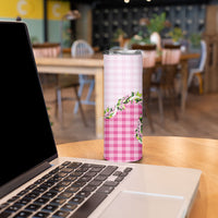Pink Hawaii Palaka Skinny Tumbler Maile Pikake Honohono Orchid Lei LT05 - Polynesian Pride
