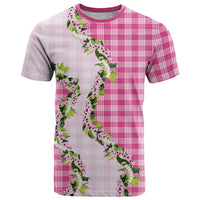Pink Hawaii Palaka T Shirt Maile Pikake Honohono Orchid Lei