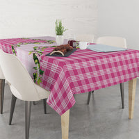 Pink Hawaii Palaka Tablecloth Maile Pikake Honohono Orchid Lei