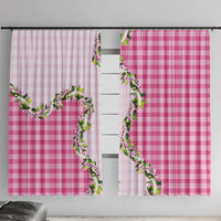 Pink Hawaii Palaka Window Curtain Maile Pikake Honohono Orchid Lei