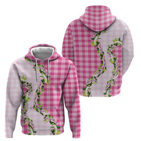 Pink Hawaii Palaka Zip Hoodie Maile Pikake Honohono Orchid Lei