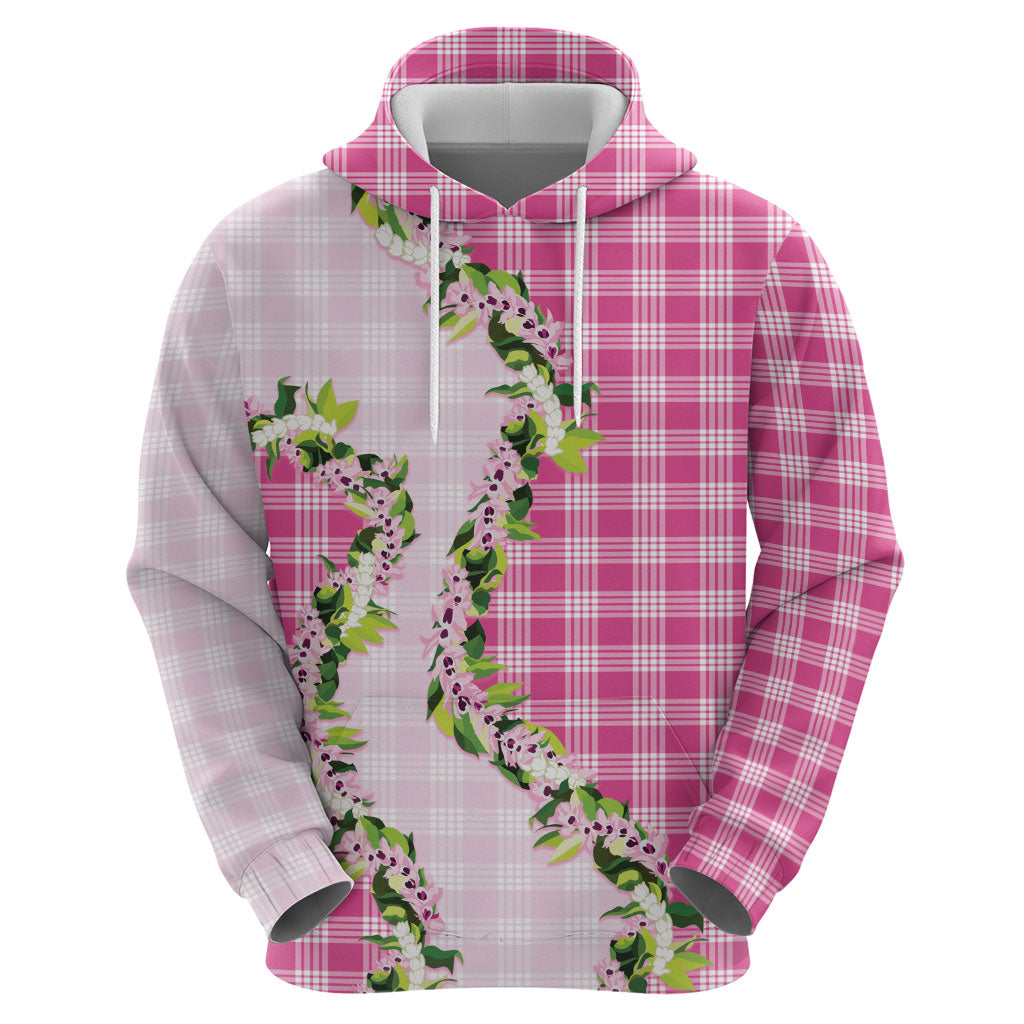 Pink Hawaii Palaka Zip Hoodie Maile Pikake Honohono Orchid Lei