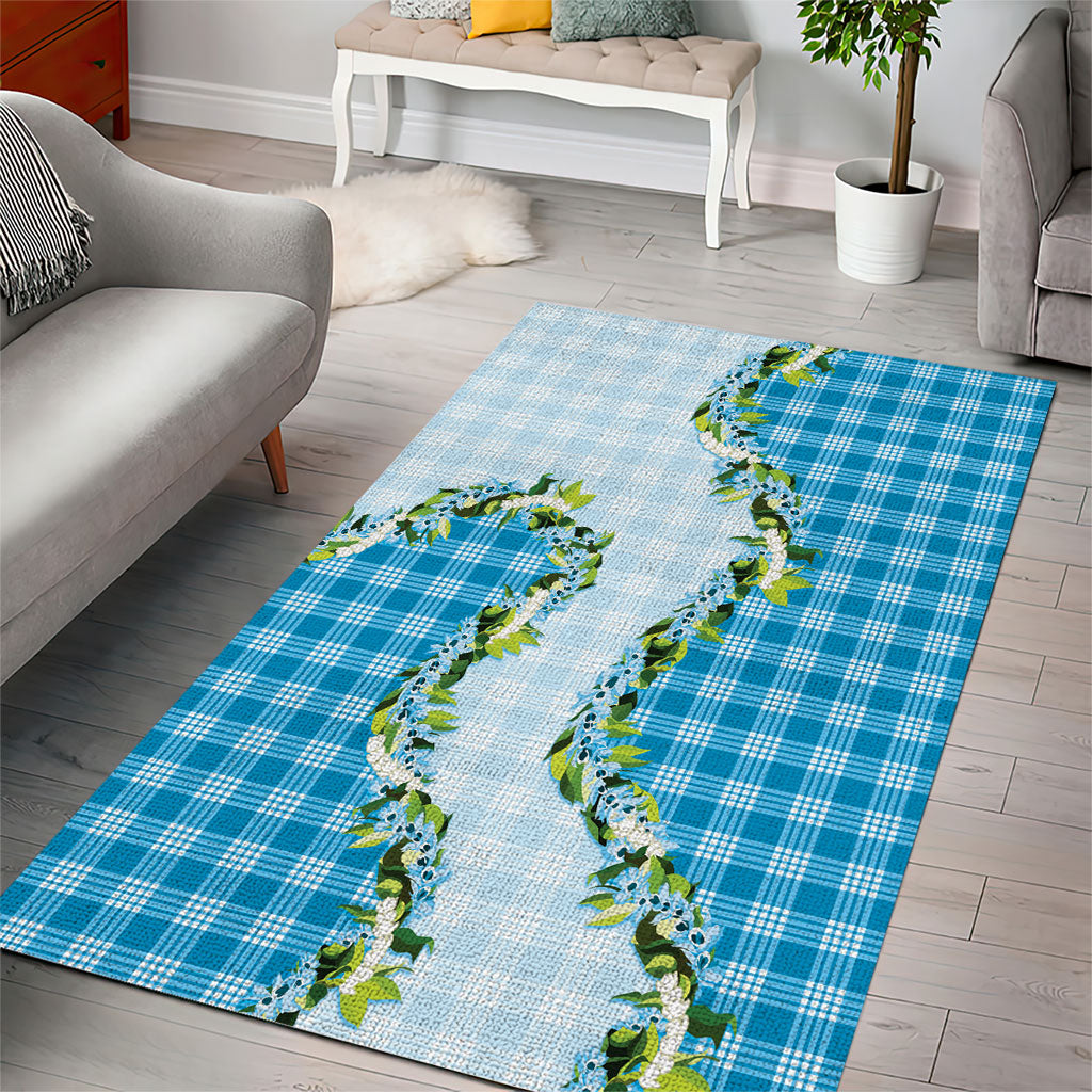 Blue Hawaii Palaka Area Rug Maile Pikake Honohono Orchid Lei LT05 - Polynesian Pride