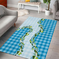 Blue Hawaii Palaka Area Rug Maile Pikake Honohono Orchid Lei LT05 - Polynesian Pride