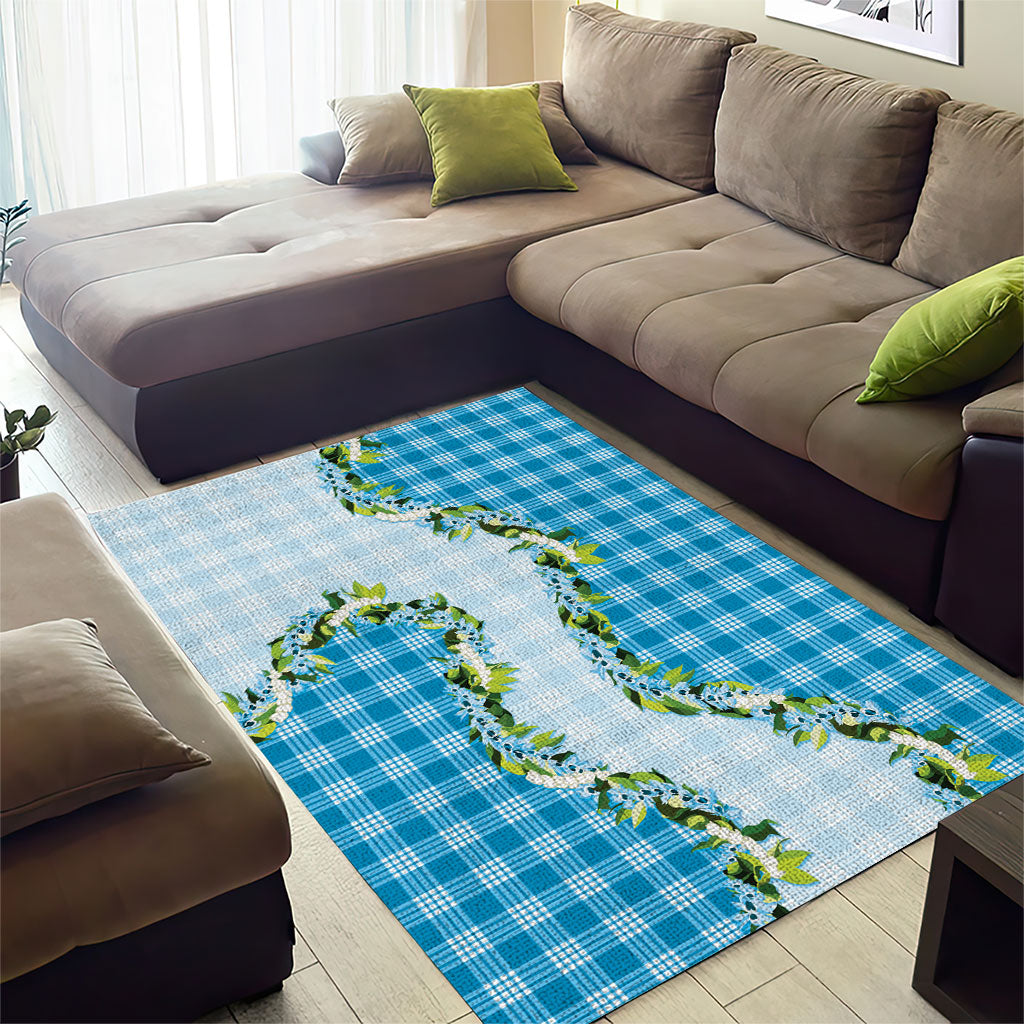 Blue Hawaii Palaka Area Rug Maile Pikake Honohono Orchid Lei LT05 - Polynesian Pride