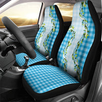 Blue Hawaii Palaka Car Seat Cover Maile Pikake Honohono Orchid Lei