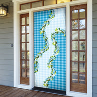 Blue Hawaii Palaka Door Cover Maile Pikake Honohono Orchid Lei