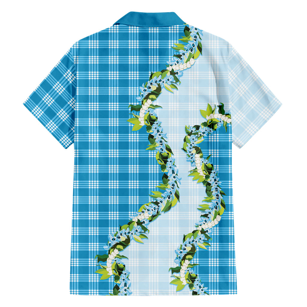 Blue Hawaii Palaka Family Matching Tank Maxi Dress and Hawaiian Shirt Maile Pikake Honohono Orchid Lei LT05 - Polynesian Pride