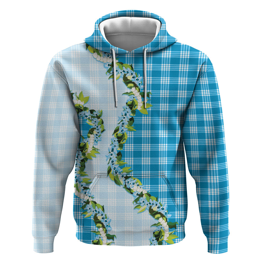 Blue Hawaii Palaka Hoodie Maile Pikake Honohono Orchid Lei
