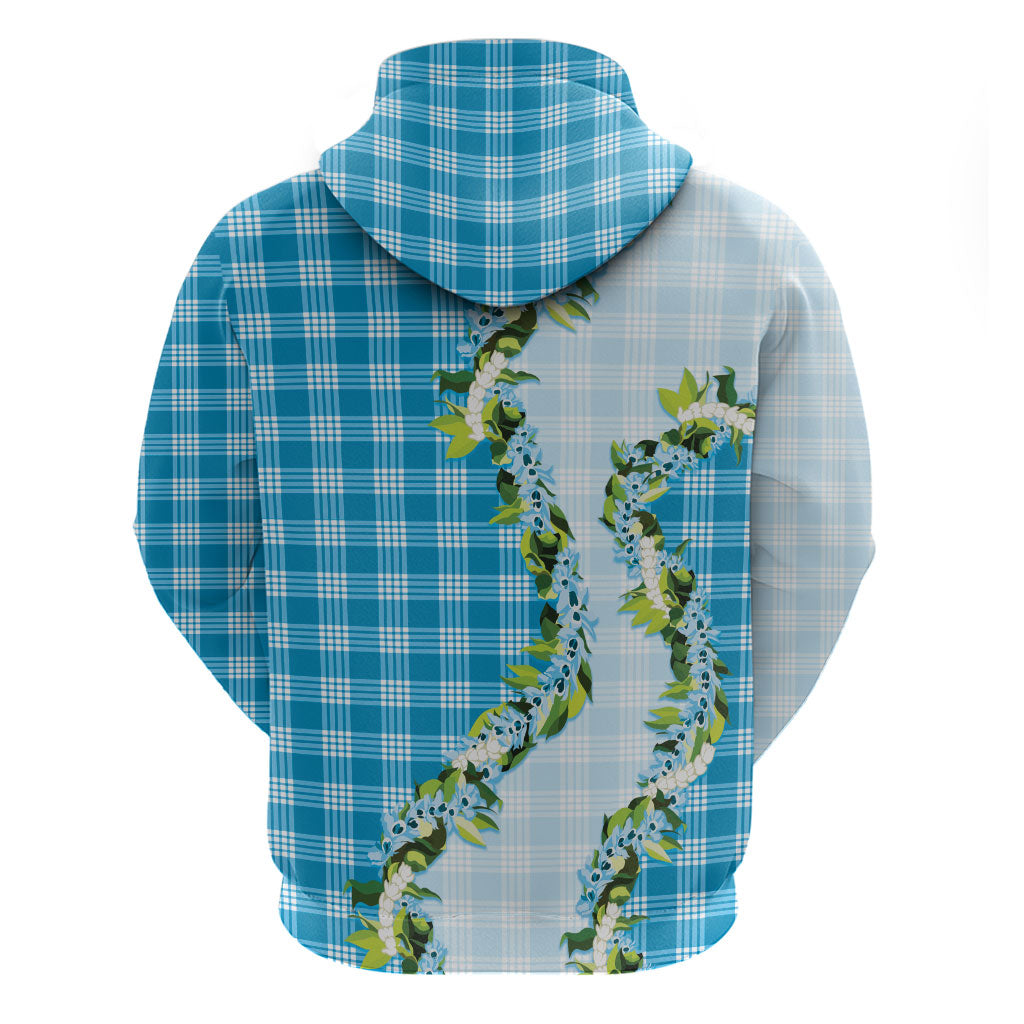 Blue Hawaii Palaka Hoodie Maile Pikake Honohono Orchid Lei
