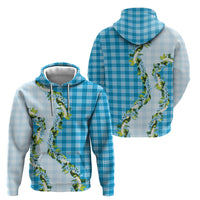 Blue Hawaii Palaka Hoodie Maile Pikake Honohono Orchid Lei