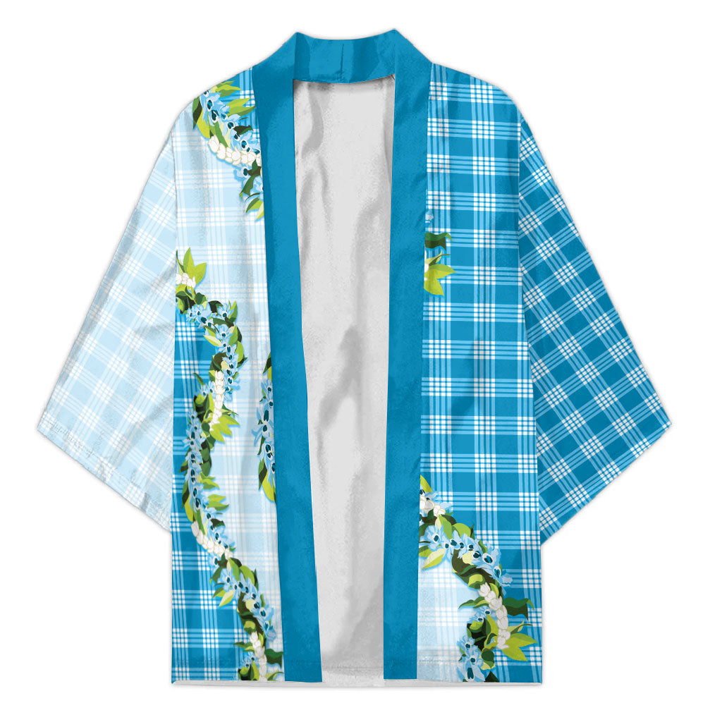 Blue Hawaii Palaka Kimono Maile Pikake Honohono Orchid Lei