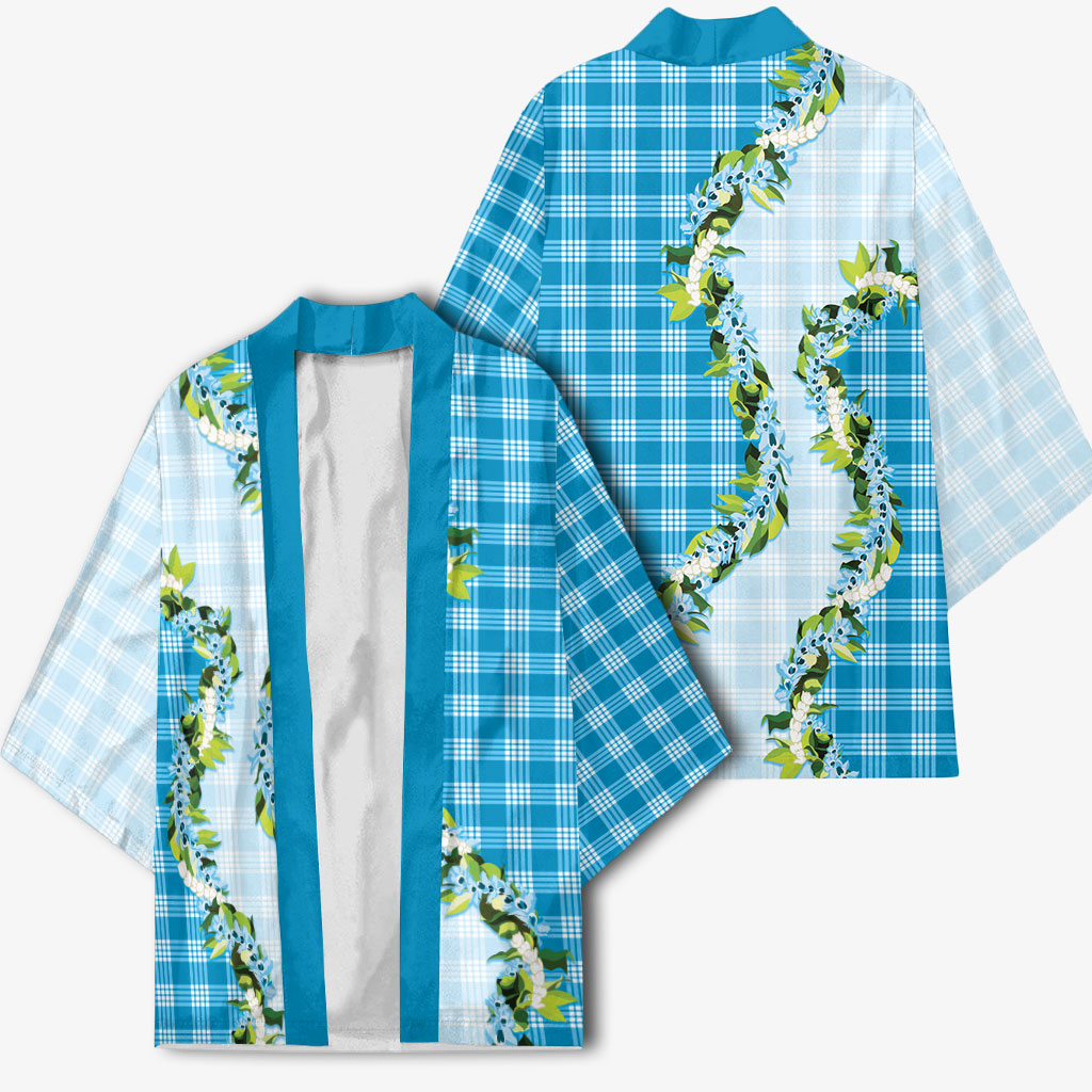 Blue Hawaii Palaka Kimono Maile Pikake Honohono Orchid Lei LT05 - Polynesian Pride