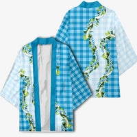 Blue Hawaii Palaka Kimono Maile Pikake Honohono Orchid Lei LT05 - Polynesian Pride