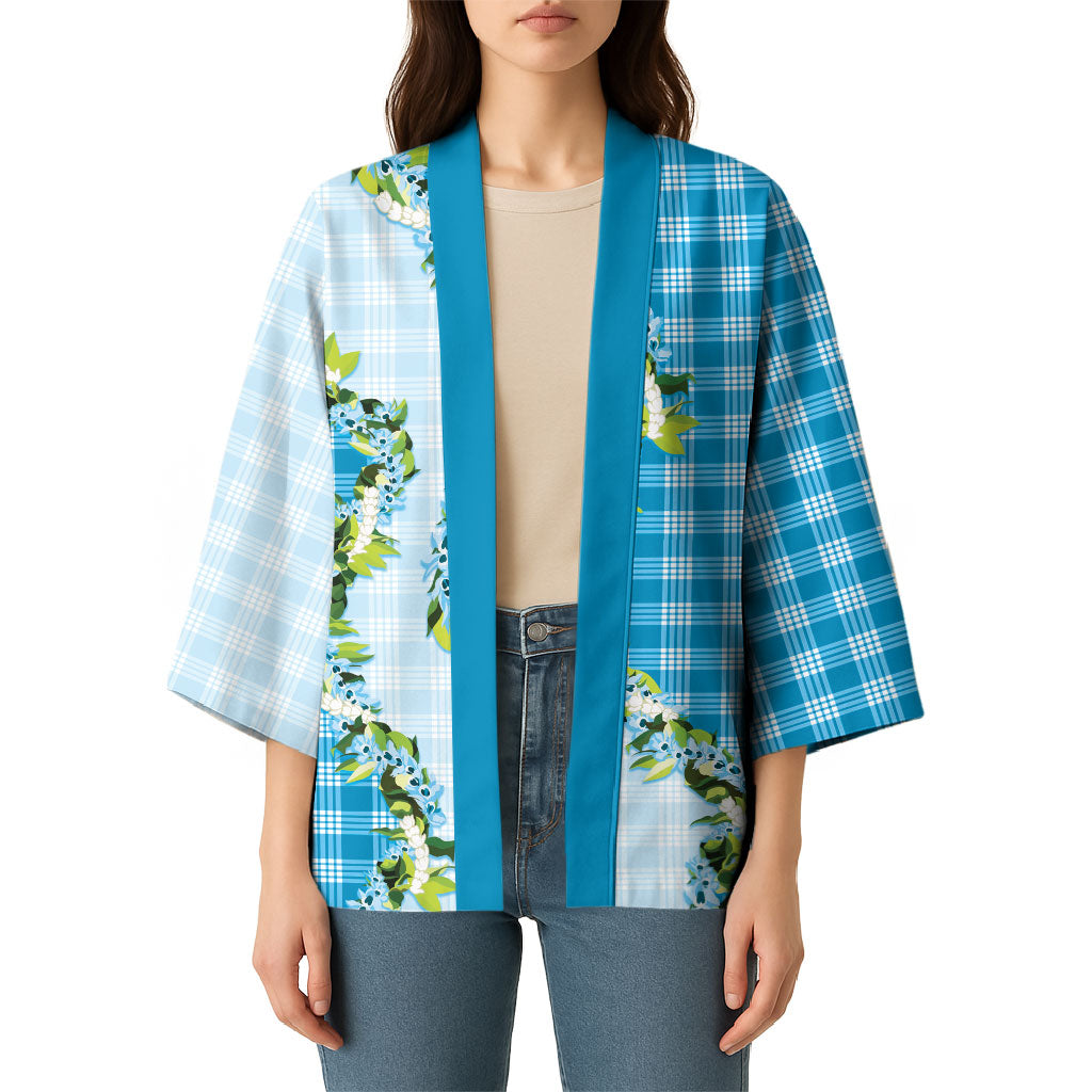 Blue Hawaii Palaka Kimono Maile Pikake Honohono Orchid Lei LT05 - Polynesian Pride