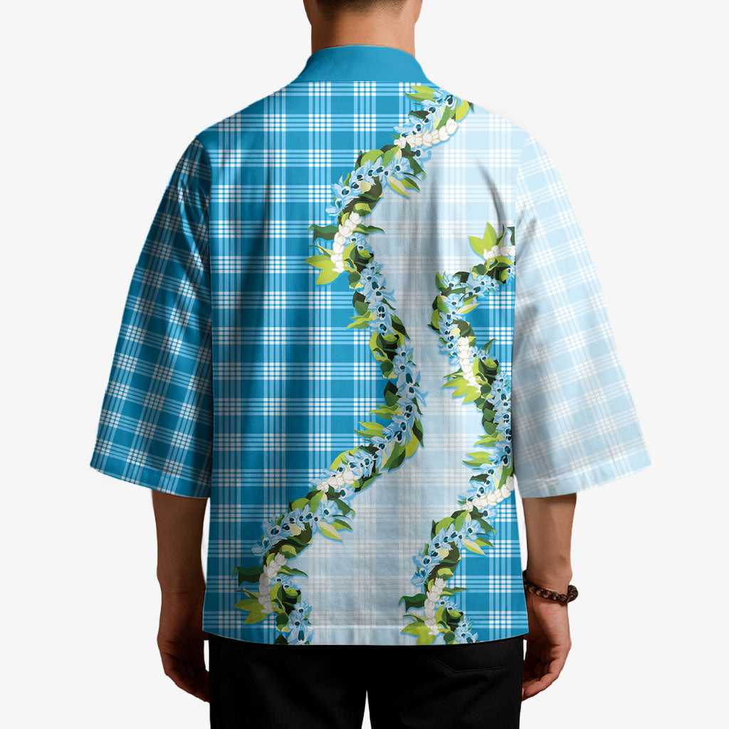 Blue Hawaii Palaka Kimono Maile Pikake Honohono Orchid Lei LT05 - Polynesian Pride