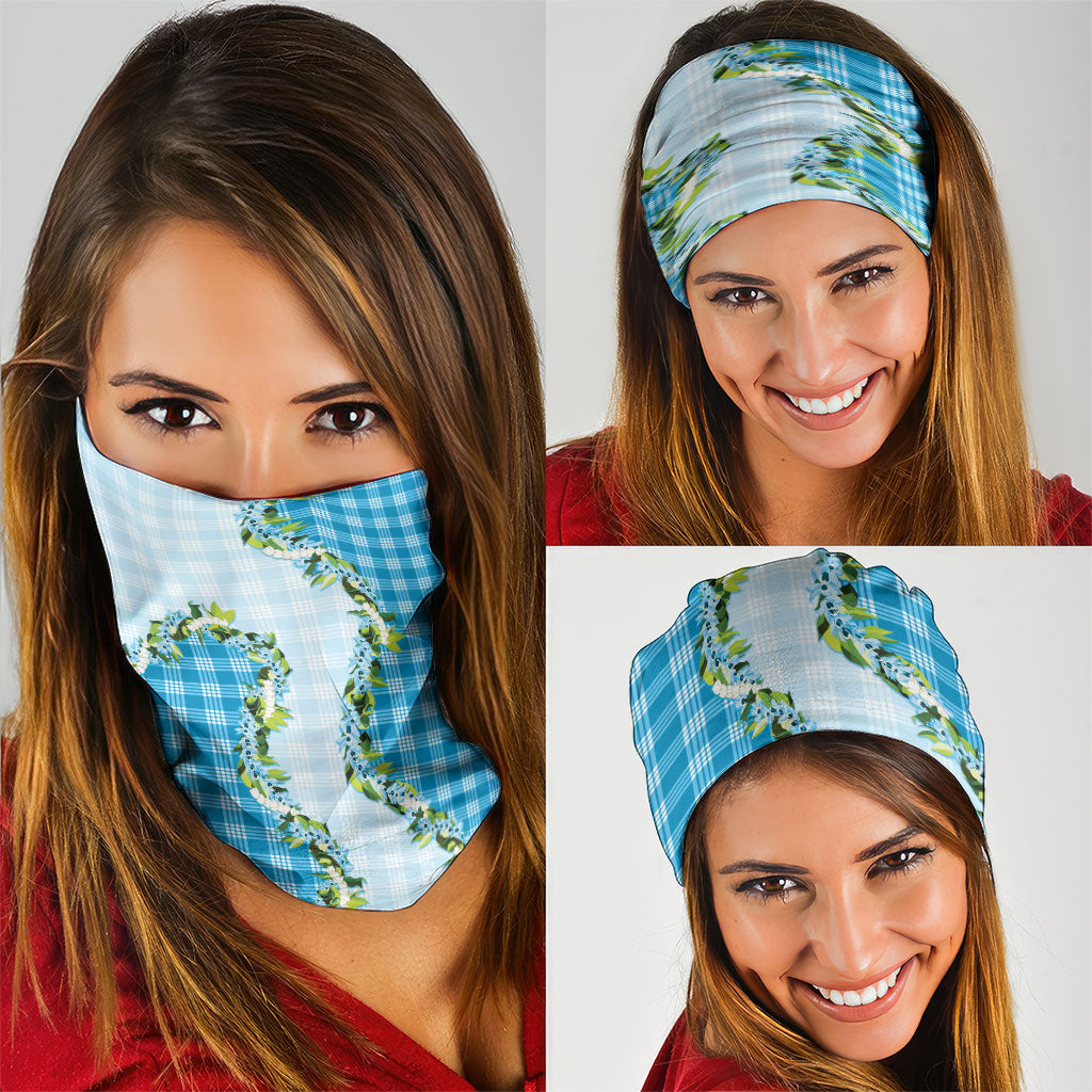 Blue Hawaii Palaka Neck Gaiter Maile Pikake Honohono Orchid Lei LT05 - Polynesian Pride
