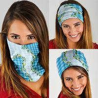 Blue Hawaii Palaka Neck Gaiter Maile Pikake Honohono Orchid Lei LT05 - Polynesian Pride