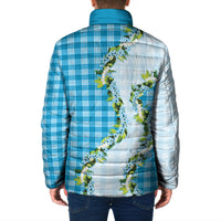 Blue Hawaii Palaka Padded Jacket Maile Pikake Honohono Orchid Lei LT05 - Polynesian Pride