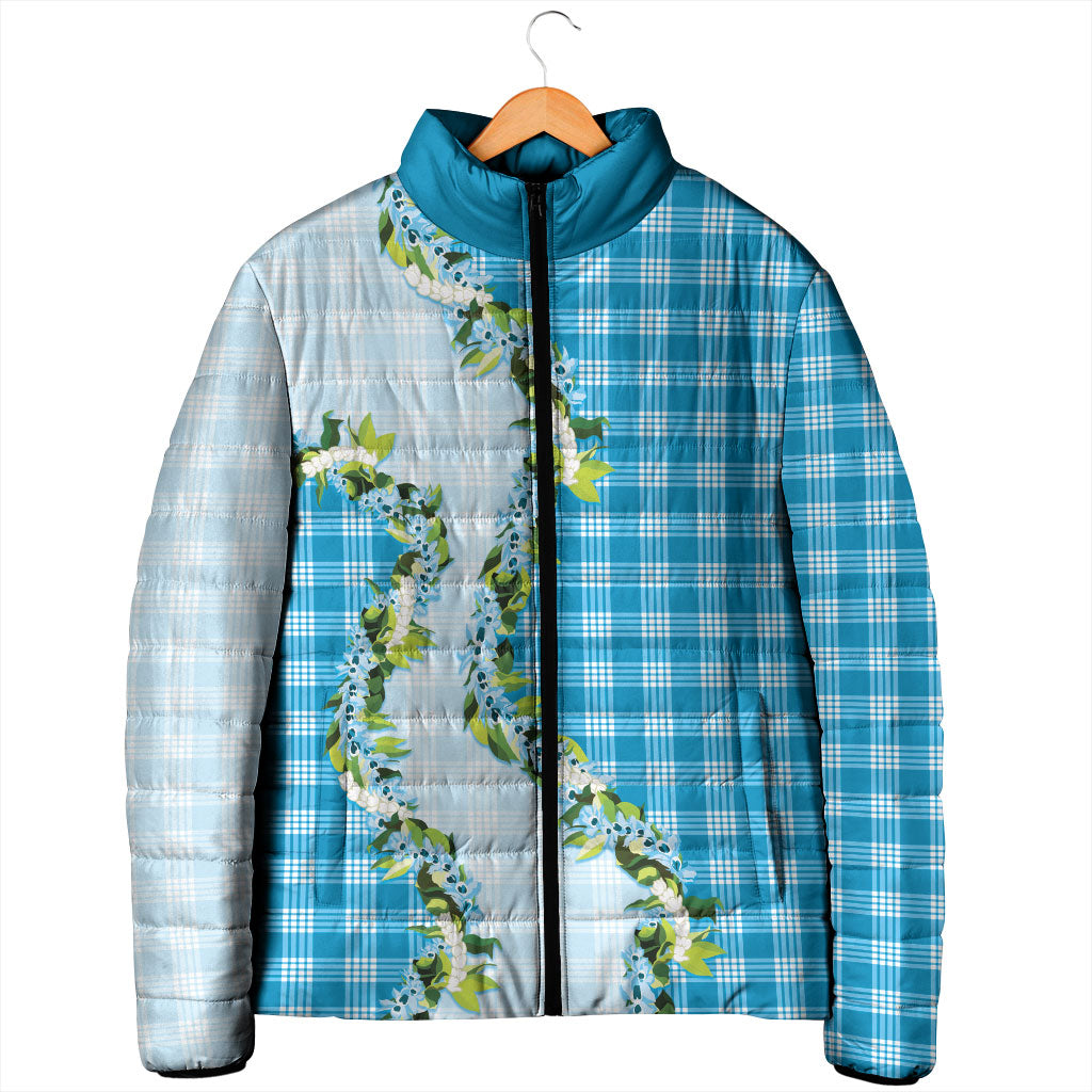 Blue Hawaii Palaka Padded Jacket Maile Pikake Honohono Orchid Lei LT05 - Polynesian Pride