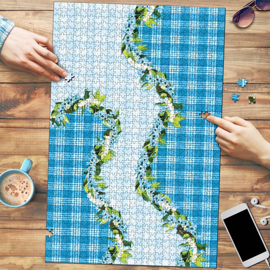 Blue Hawaii Palaka Puzzle Maile Pikake Honohono Orchid Lei