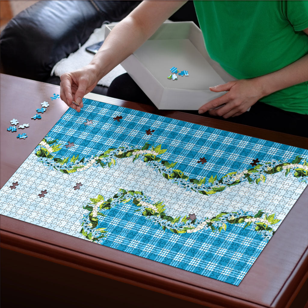 Blue Hawaii Palaka Puzzle Maile Pikake Honohono Orchid Lei