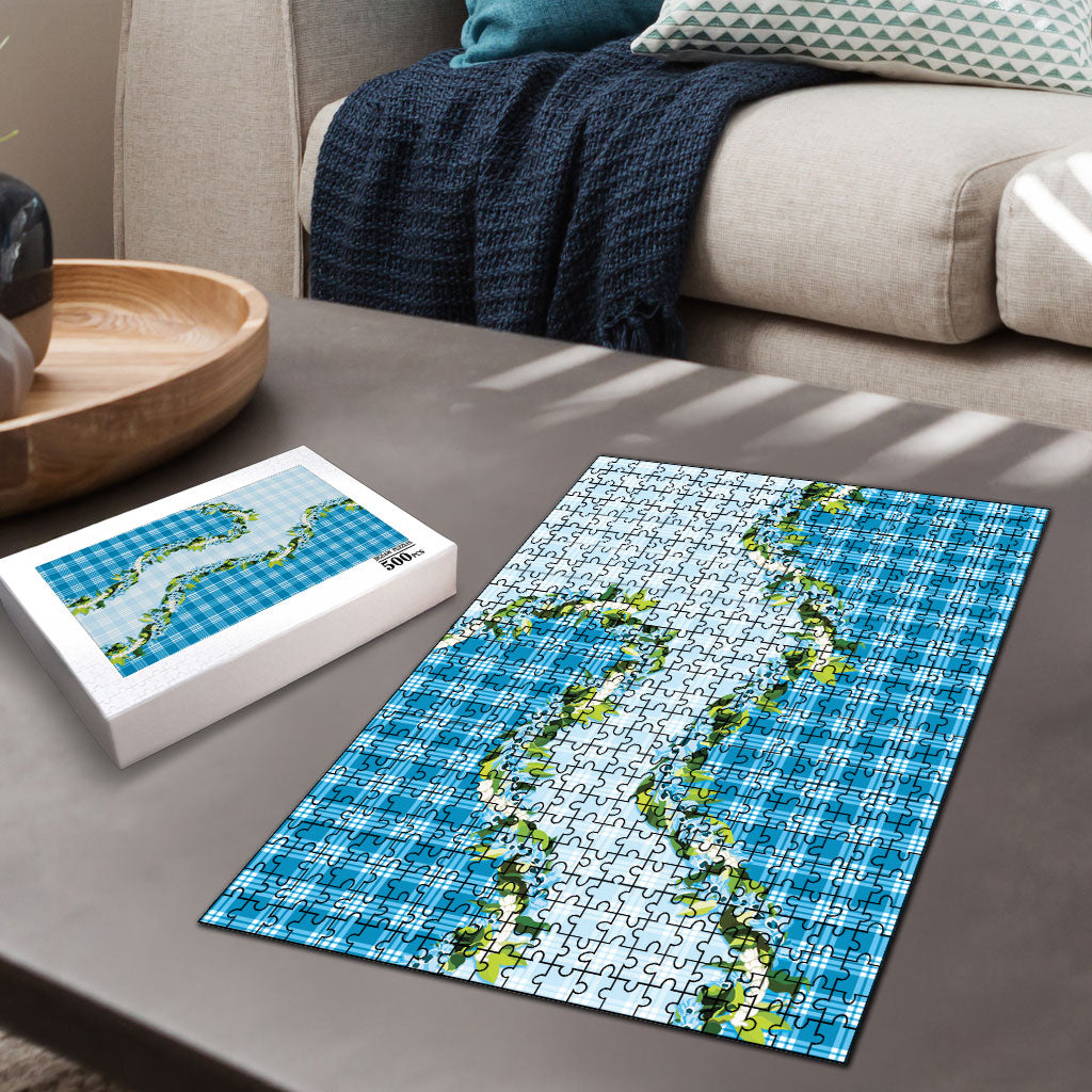 Blue Hawaii Palaka Puzzle Maile Pikake Honohono Orchid Lei