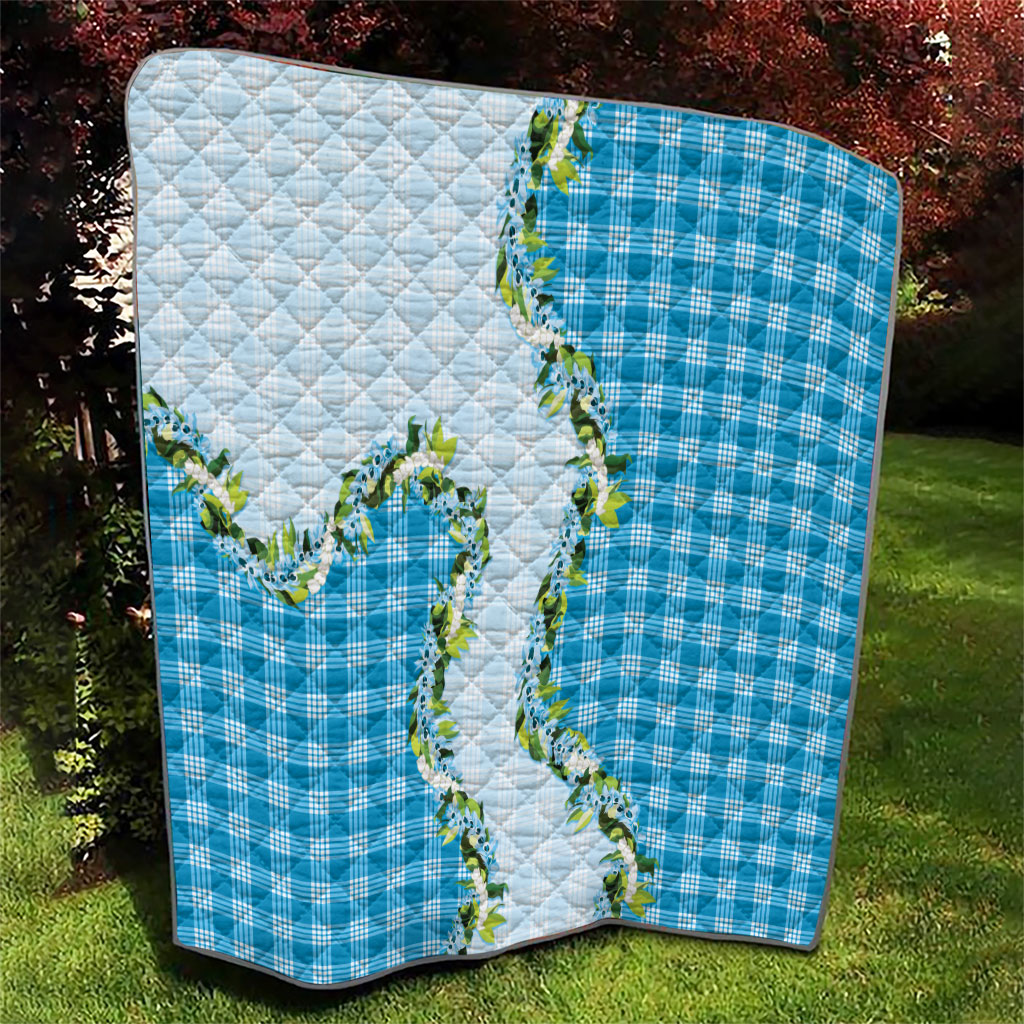 Blue Hawaii Palaka Quilt Maile Pikake Honohono Orchid Lei