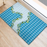 Blue Hawaii Palaka Rubber Doormat Maile Pikake Honohono Orchid Lei LT05 - Polynesian Pride