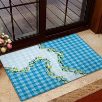 Blue Hawaii Palaka Rubber Doormat Maile Pikake Honohono Orchid Lei LT05 - Polynesian Pride