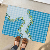Blue Hawaii Palaka Rubber Doormat Maile Pikake Honohono Orchid Lei LT05 - Polynesian Pride