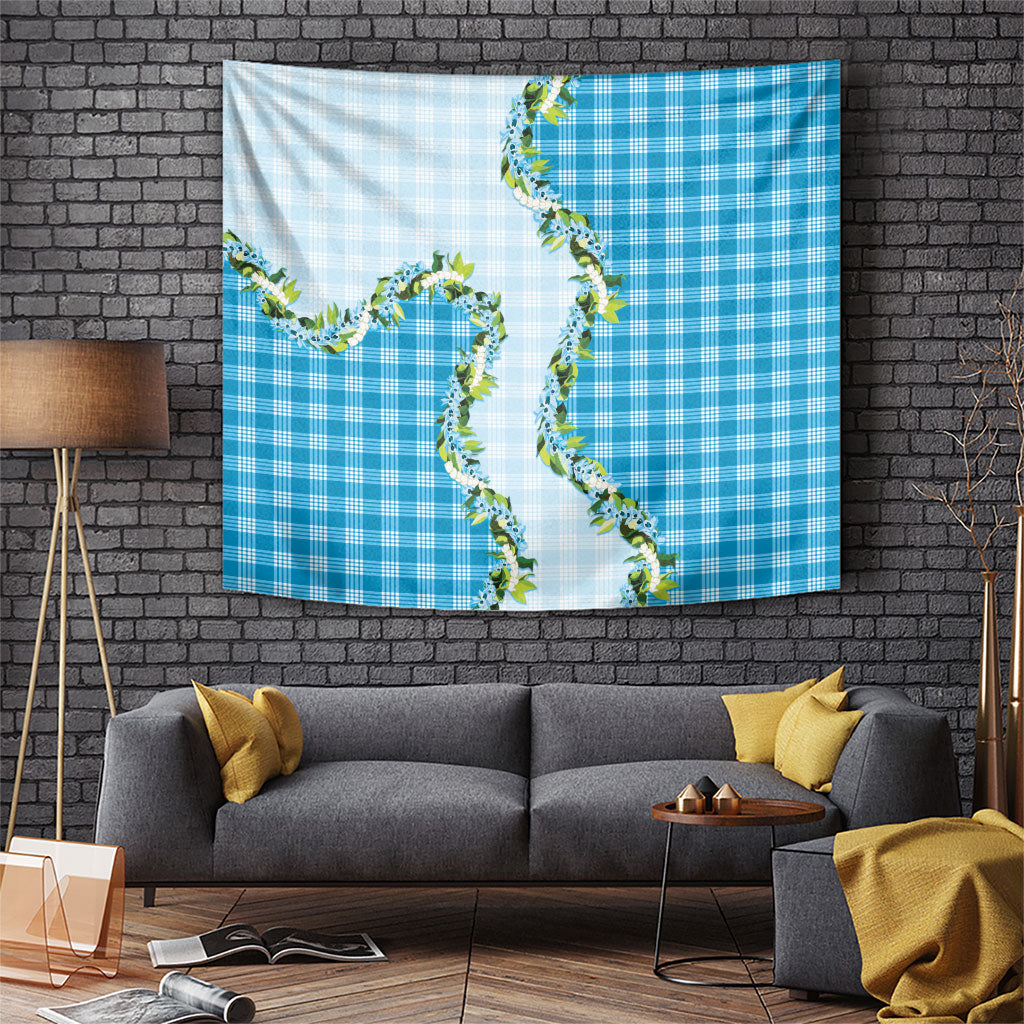 Blue Hawaii Palaka Tapestry Maile Pikake Honohono Orchid Lei
