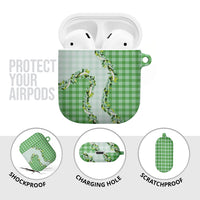 Green Hawaii Palaka AirPods Case Maile Pikake Honohono Orchid Lei