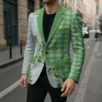 Green Hawaii Palaka Blazer Maile Pikake Honohono Orchid Lei