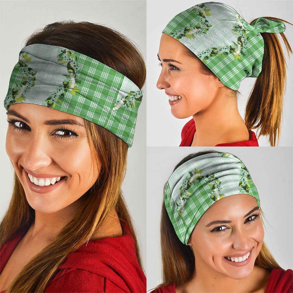 Green Hawaii Palaka Neck Gaiter Maile Pikake Honohono Orchid Lei LT05 - Polynesian Pride