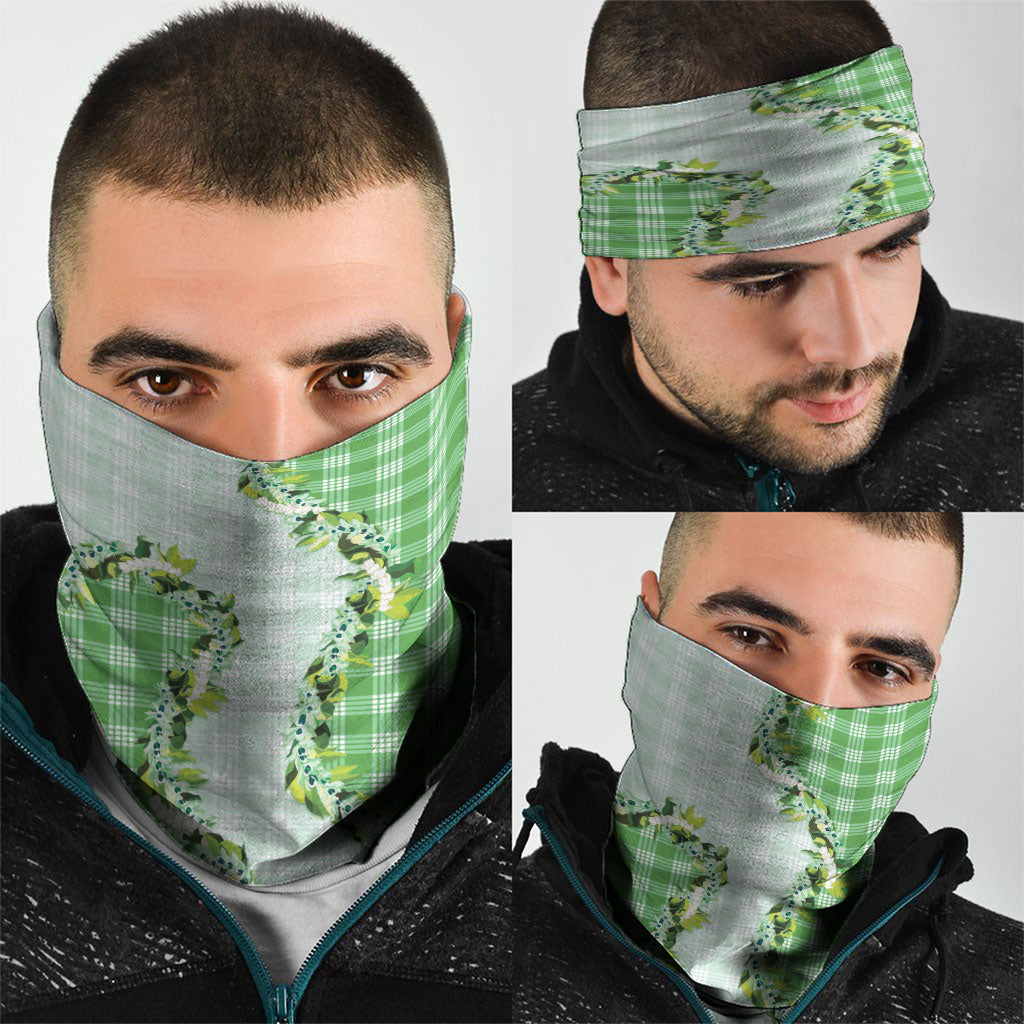 Green Hawaii Palaka Neck Gaiter Maile Pikake Honohono Orchid Lei LT05 - Polynesian Pride