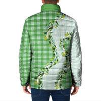 Green Hawaii Palaka Padded Jacket Maile Pikake Honohono Orchid Lei LT05 - Polynesian Pride
