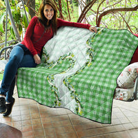 Green Hawaii Palaka Quilt Maile Pikake Honohono Orchid Lei