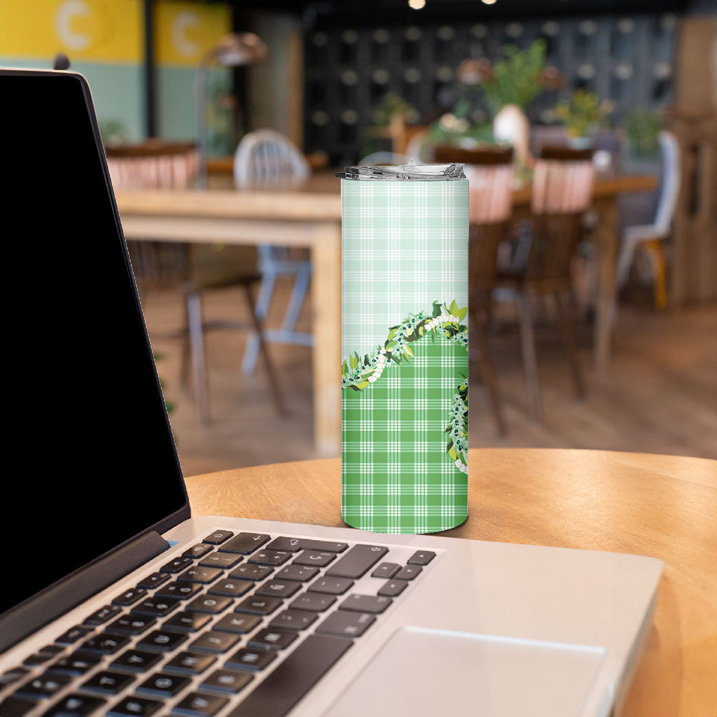 Green Hawaii Palaka Skinny Tumbler Maile Pikake Honohono Orchid Lei LT05 - Polynesian Pride