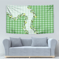 Green Hawaii Palaka Tapestry Maile Pikake Honohono Orchid Lei