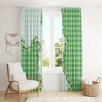 Green Hawaii Palaka Window Curtain Maile Pikake Honohono Orchid Lei