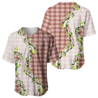 Mocha Hawaii Palaka Baseball Jersey Maile Pikake Honohono Orchid Lei