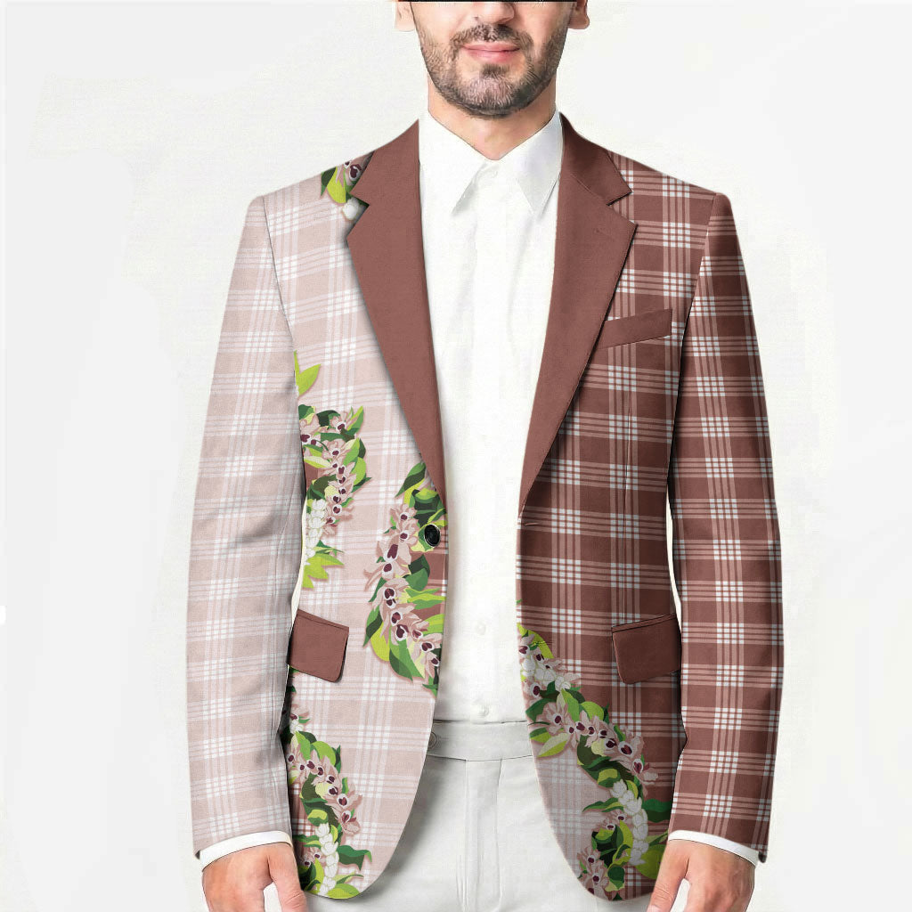 Mocha Hawaii Palaka Blazer Maile Pikake Honohono Orchid Lei