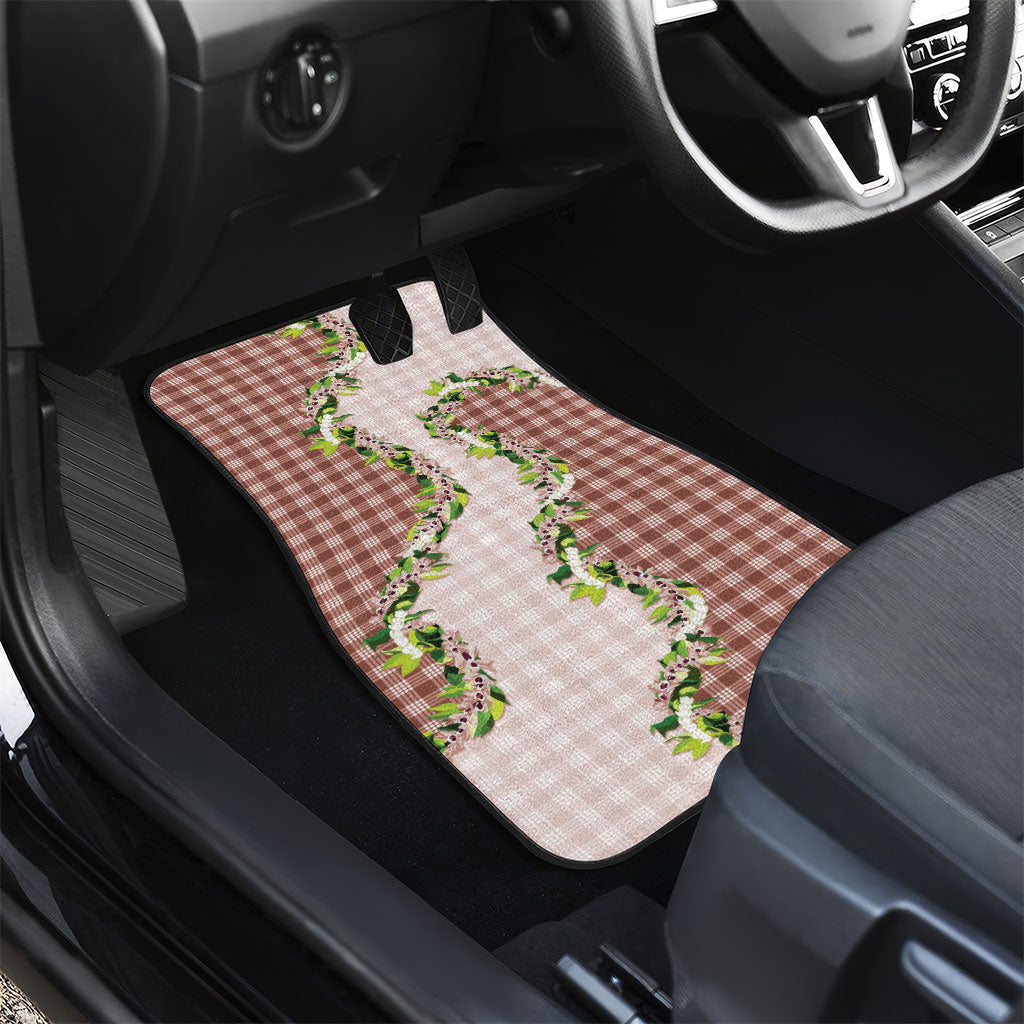 Mocha Hawaii Palaka Car Mats Maile Pikake Honohono Orchid Lei