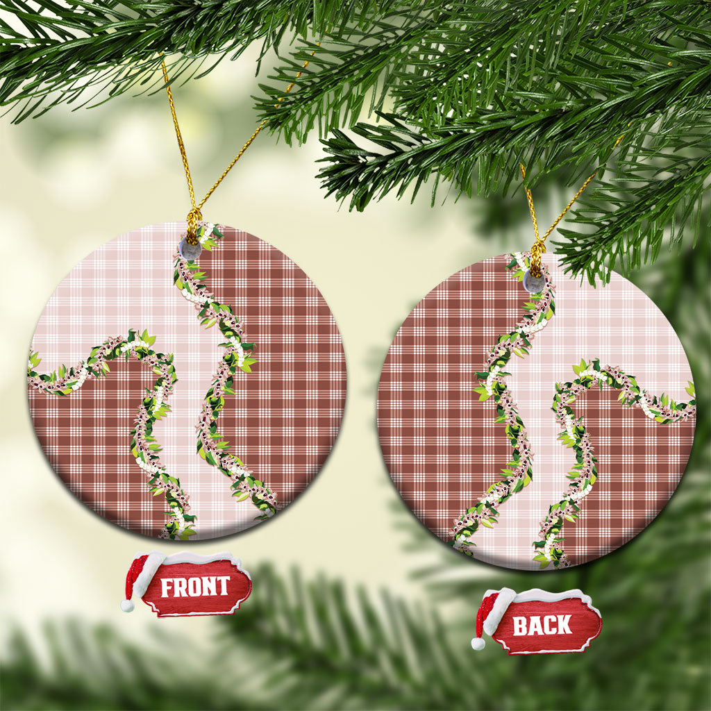 Mocha Hawaii Palaka Ceramic Ornament Maile Pikake Honohono Orchid Lei LT05 Circle Mocha - Polynesian Pride