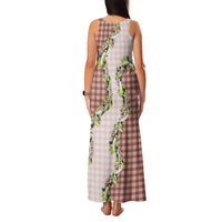 Mocha Hawaii Palaka Family Matching Tank Maxi Dress and Hawaiian Shirt Maile Pikake Honohono Orchid Lei LT05 - Polynesian Pride