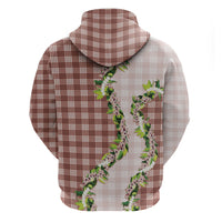 Mocha Hawaii Palaka Hoodie Maile Pikake Honohono Orchid Lei