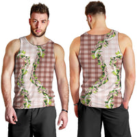 Mocha Hawaii Palaka Men Tank Top Maile Pikake Honohono Orchid Lei