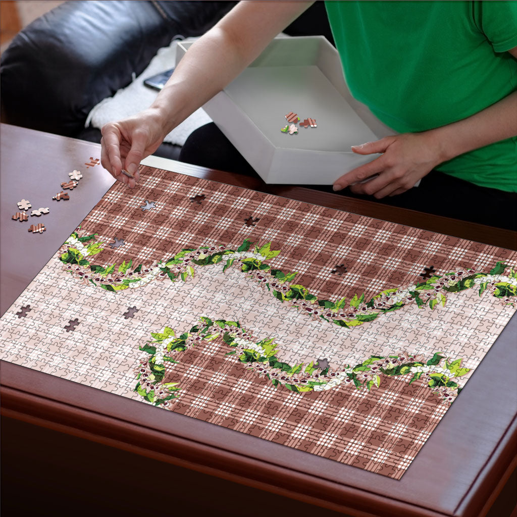 Mocha Hawaii Palaka Puzzle Maile Pikake Honohono Orchid Lei LT05 - Polynesian Pride