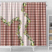 Mocha Hawaii Palaka Shower Curtain Maile Pikake Honohono Orchid Lei